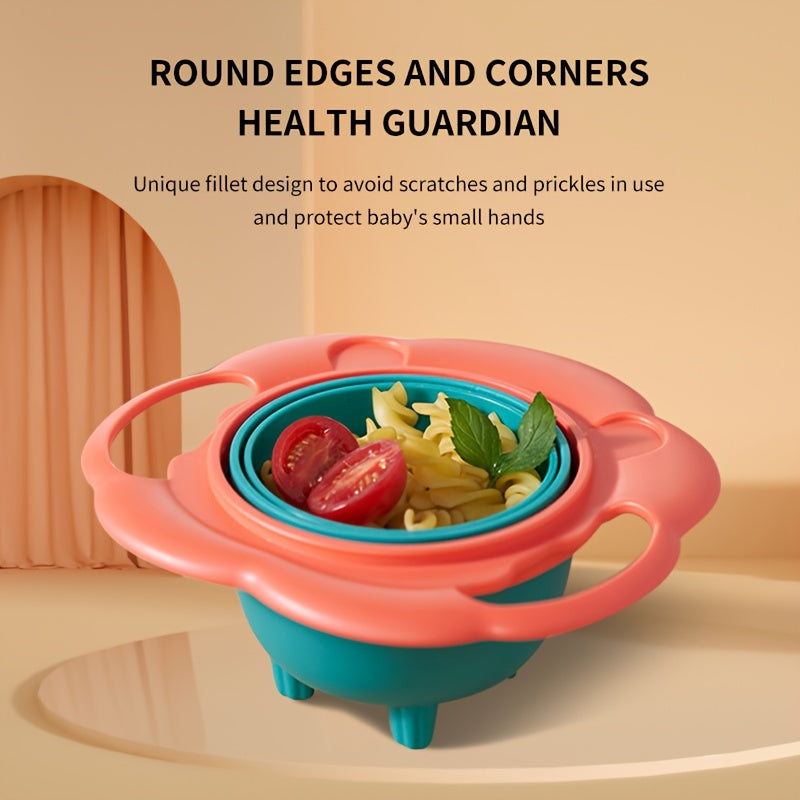 360-Degree Rotating Bowl - Spill-Proof, Anti-Scald Feeding Dish with Lid & Handles - Perfect for Youngsters & Youngsters - Ideal Christmas or Halloween Gift