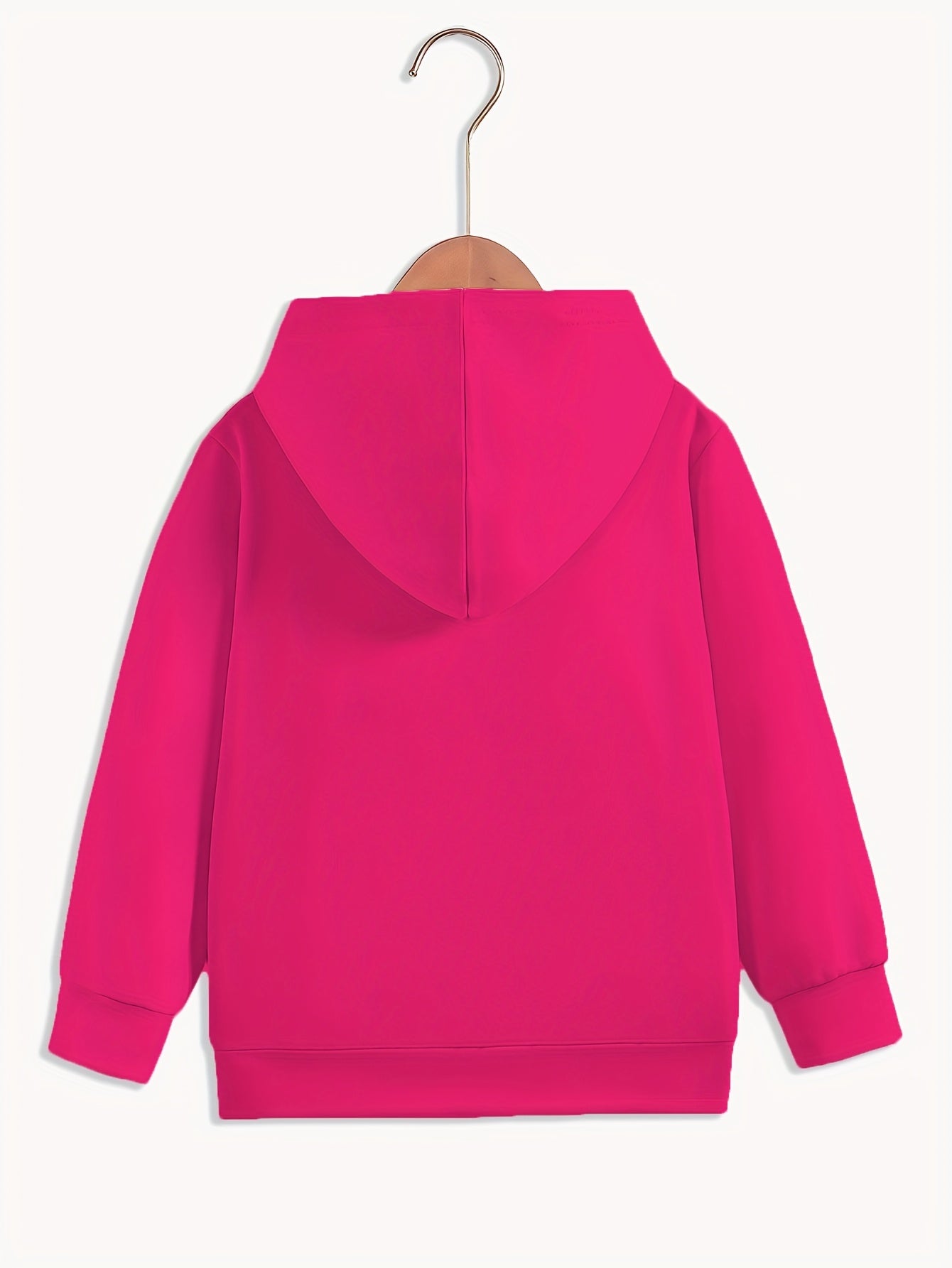 Girls' Pink "SLAY ALL DAY" Hooded Sweatshirt - Casual Long Sleeve Winter Pullover with Bold White Lettering, Regular Fit for Autumn & Winter, Winter Clothes for Girls, Comfortable Fit