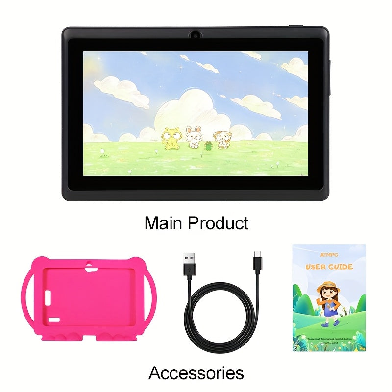 7 inch Tablet for Kids, 32GB ROM 2GB RAM Android Tablet with 2.4G WiFi, GMS, Eye Protection Screen, Parental Control, Education APP, Dual Camera, Shockproof Case, Games, Ramadan gifts for kids.