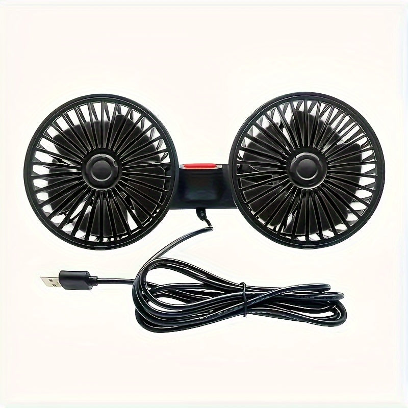 Car Fan, Dual-Head Car Ventilator, High Airflow Rear Seat Fan with Adjustable Speeds and Multi-Angle Rotation for Strong Wind Power
