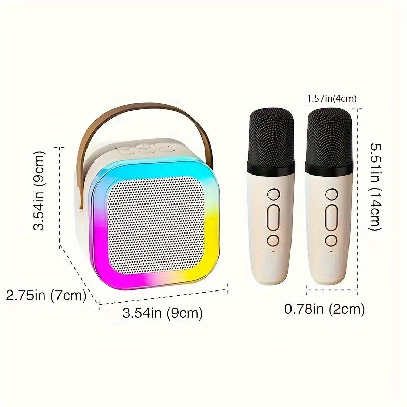 High-Performance Large Capacity Battery Ultra-Long Battery Life Better Sound Quality Colorful Speaker Microphone Integrated Home Karaoke Singing Sound System Dual Microphone Version Family Singing Party Entertainment