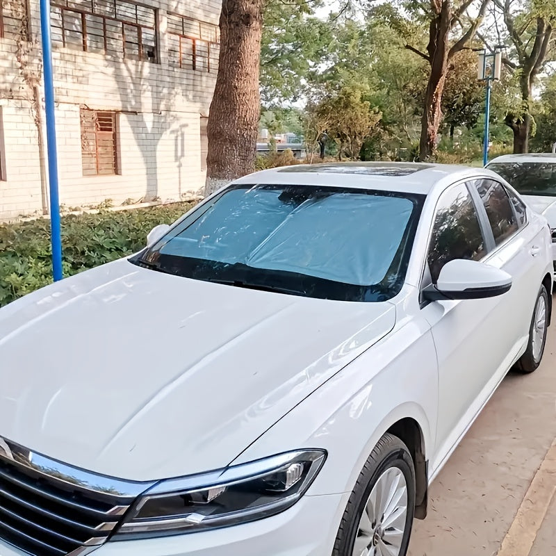 1 Set, Thickened Sunshade, Front Windshield Sunshade, Sunscreen And Heat Insulation Opaque, Foldable Sun Visor, Titanium Silvery Heat Insulation Cooling Baffle, Thermal Anti-ultraviolet Heat Release, Summer Sunscreen, Suitable For Sedan And SUV Models