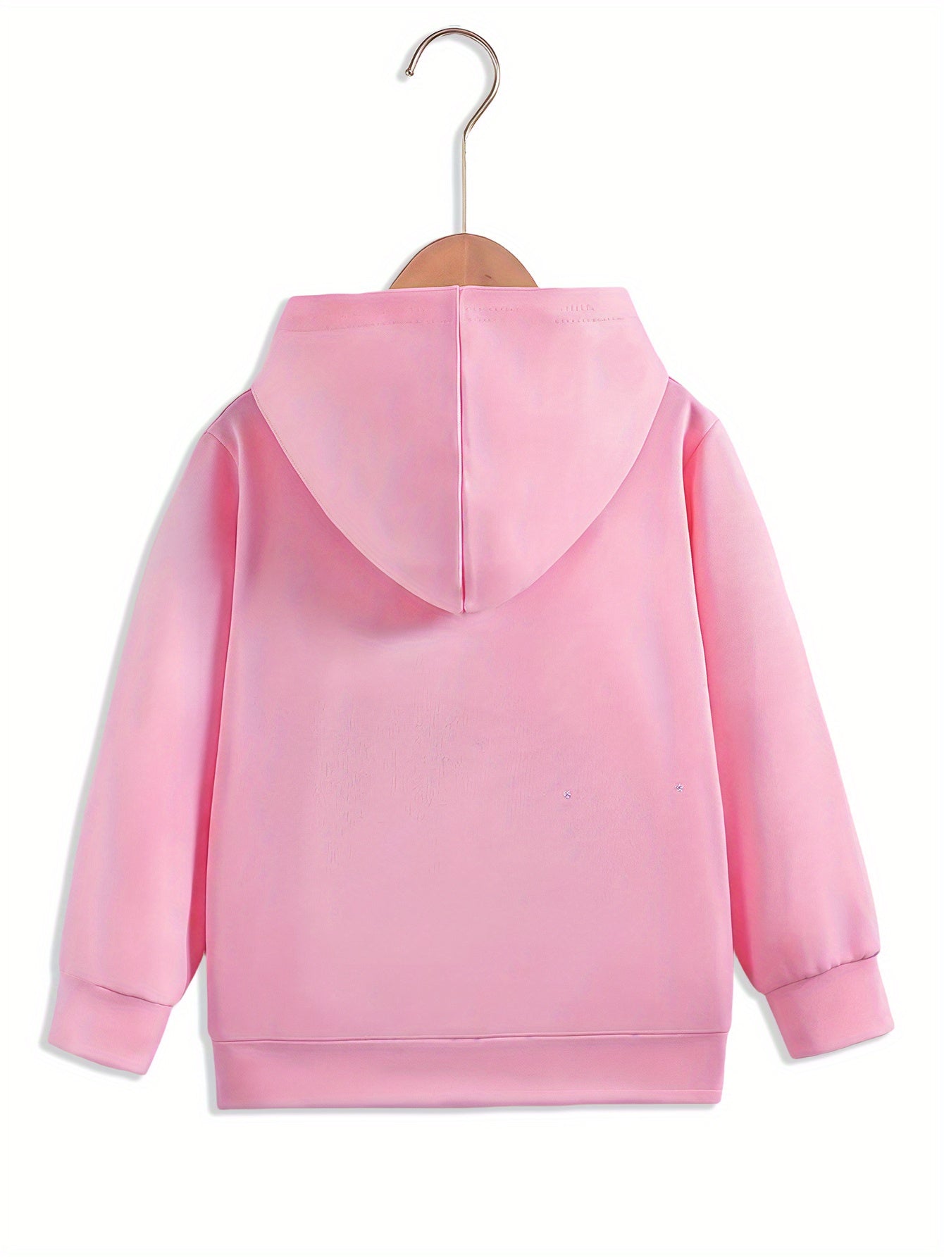 Girls' Pink "SLAY ALL DAY" Hooded Sweatshirt - Casual Long Sleeve Winter Pullover with Bold White Lettering, Regular Fit for Autumn & Winter, Winter Clothes for Girls, Comfortable Fit