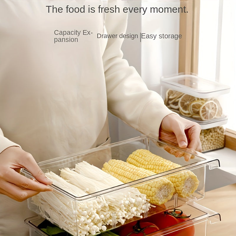 Transparent Kitchen Storage, 1pc/2pcs Refrigerator Hanging Drawer, Vegetable and Fruit Preservation Freezer Box