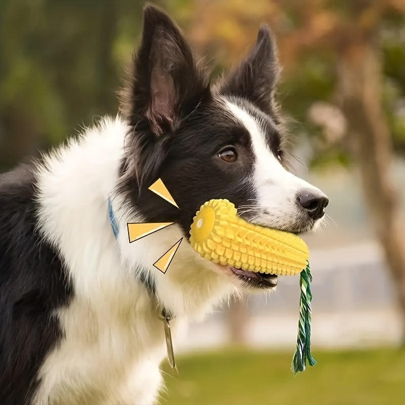 Dog Grinding Stick with Knot Rope, Corn Toothbrush Interactive Pet Toy
