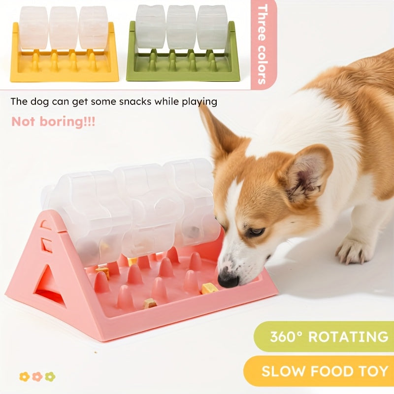 Interactive Dog Food Dispenser Toy - Automatic Treat Dispensing Puzzle Feeder for Mental Stimulation & Digestive Health, Durable PP Plastic Slow Feeder with Triangular Design, Green Pet Enrichment Activity Toy, Dog Treat Dispensing Toy, Triangular Food Sl