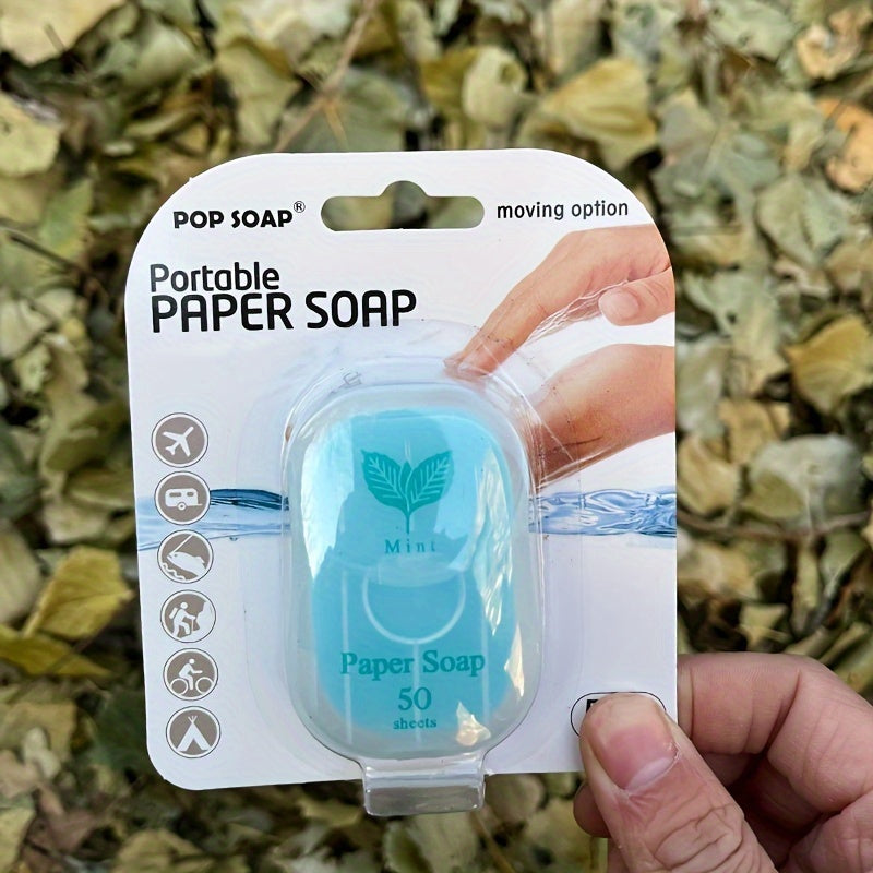50pcs Quick-Dissolving Portable Paper Soap - Hygienic Solution for Outdoor Adventures, Camping, & Hiking - Sanitary Personal Cleaning - Travel-Friendly, Disposable
