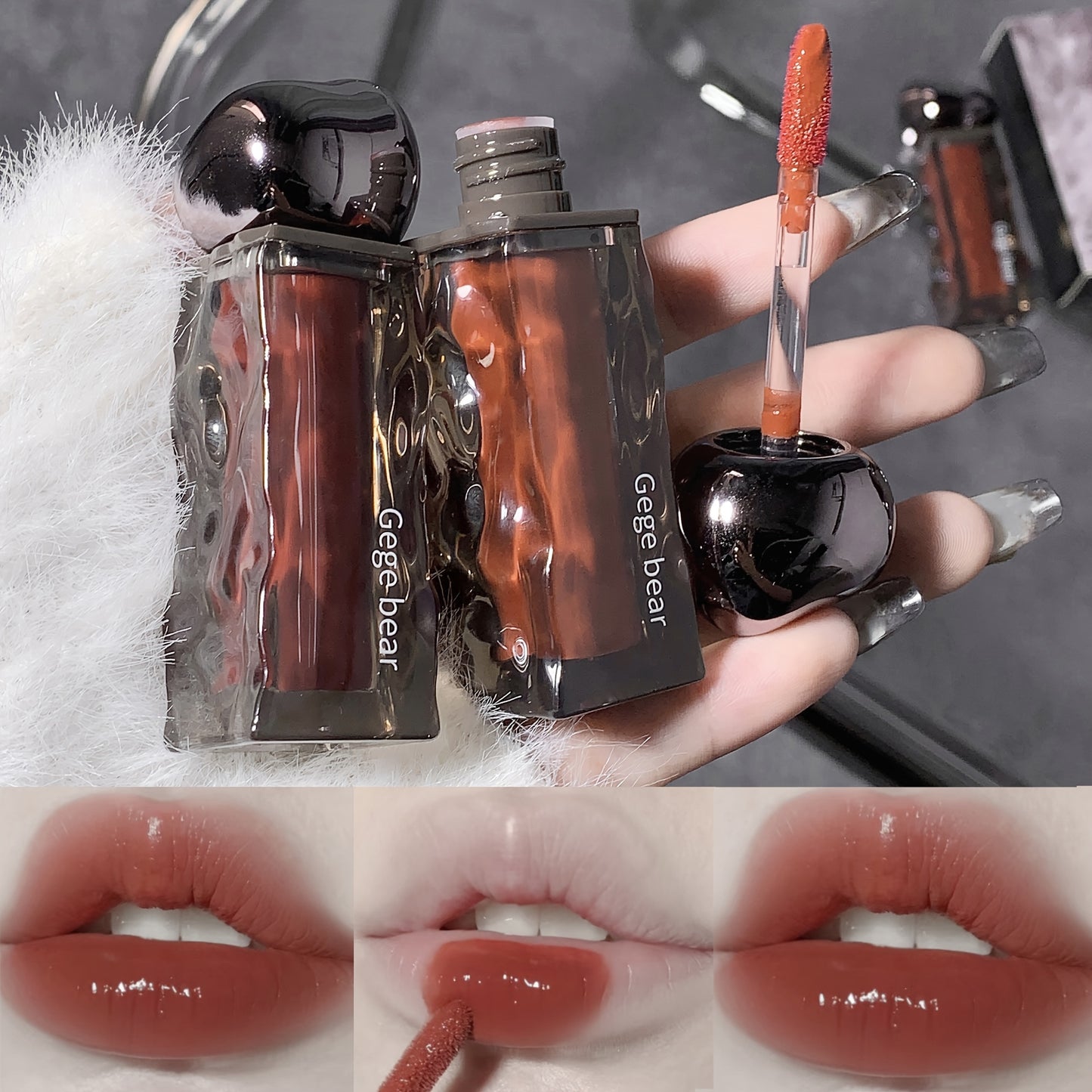Ice Mountain Lava Moisturizing Lip Glaze Watery Lustrous Mirror Dewy Finish Glazed Lip Moisturizing Hydrating Lifting Lip Lotion Autumn And Winter Tinted Lipstick
