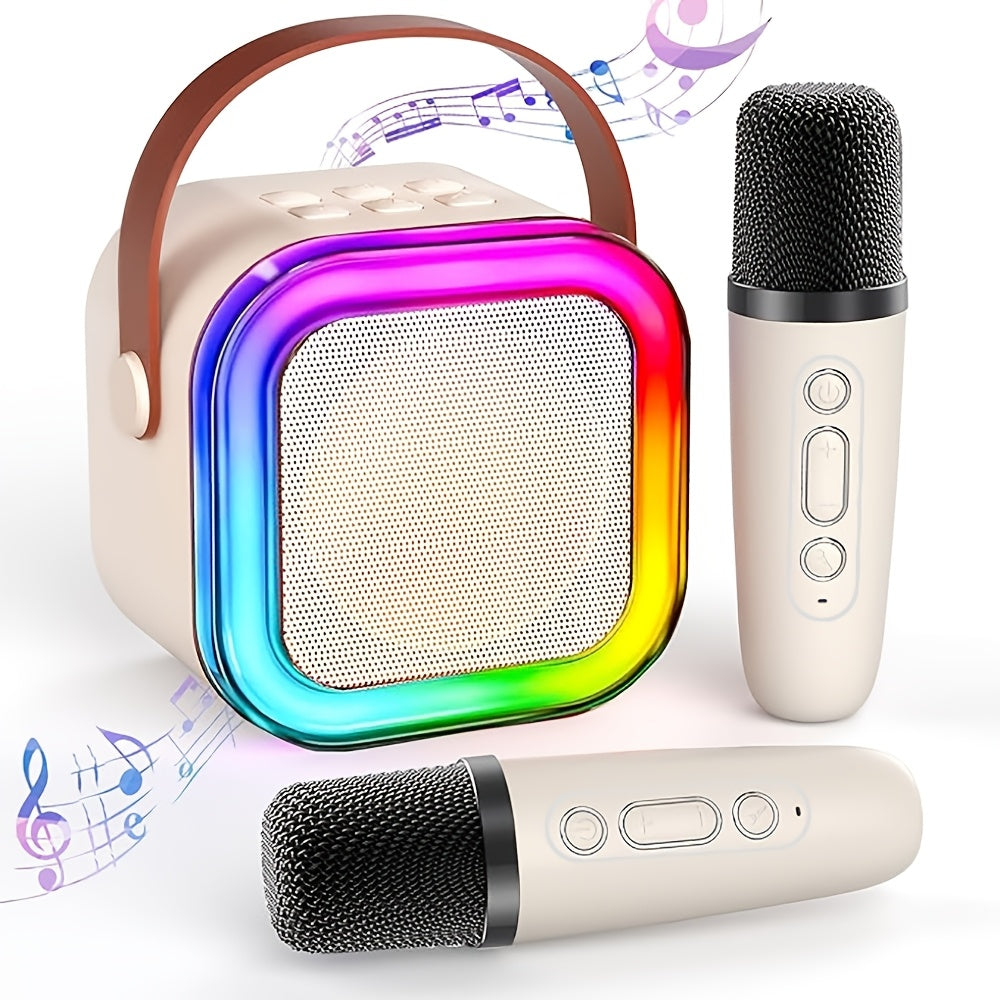 High-Performance Large Capacity Battery Ultra-Long Battery Life Better Sound Quality Colorful Speaker Microphone Integrated Home Karaoke Singing Sound System Dual Microphone Version Family Singing Party Entertainment