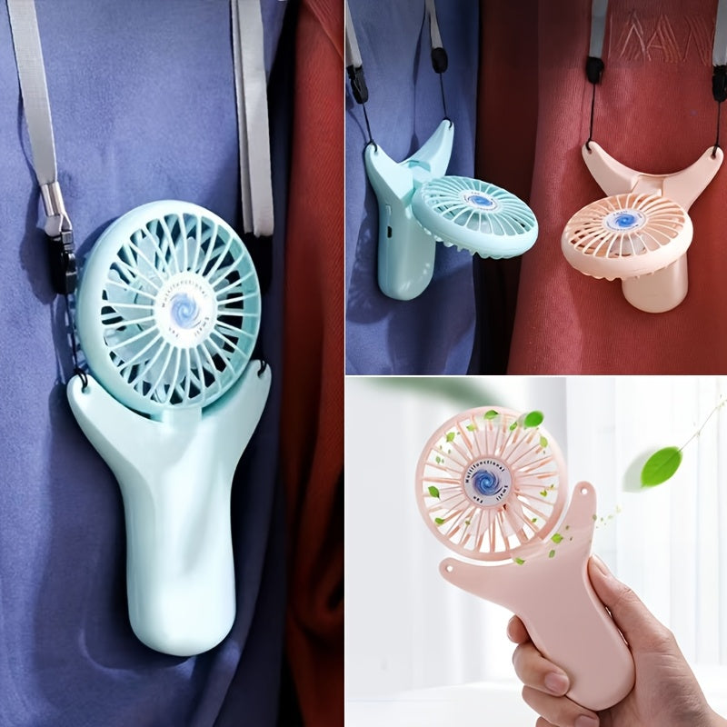 Portable USB Rechargeable Mini Fan - Compact Handheld Neck Fan with 1200mAh Battery, 3 Speed Settings, Foldable Design for Travel & Students, Lightweight Fan for Purse or Bag