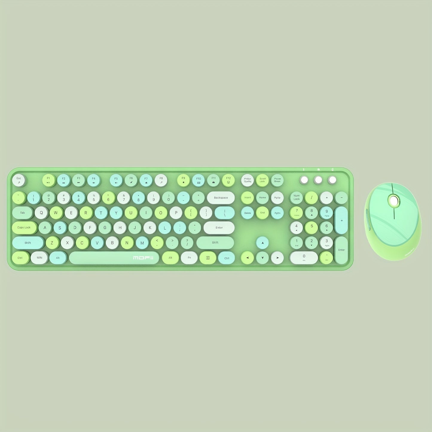 Mofii Sweet Retro Punk Mixed Color Wireless Mouse Set - Optical, Round Keys, Compatible with Laptops, ABS Resin, AA Battery Operated (Not Included)