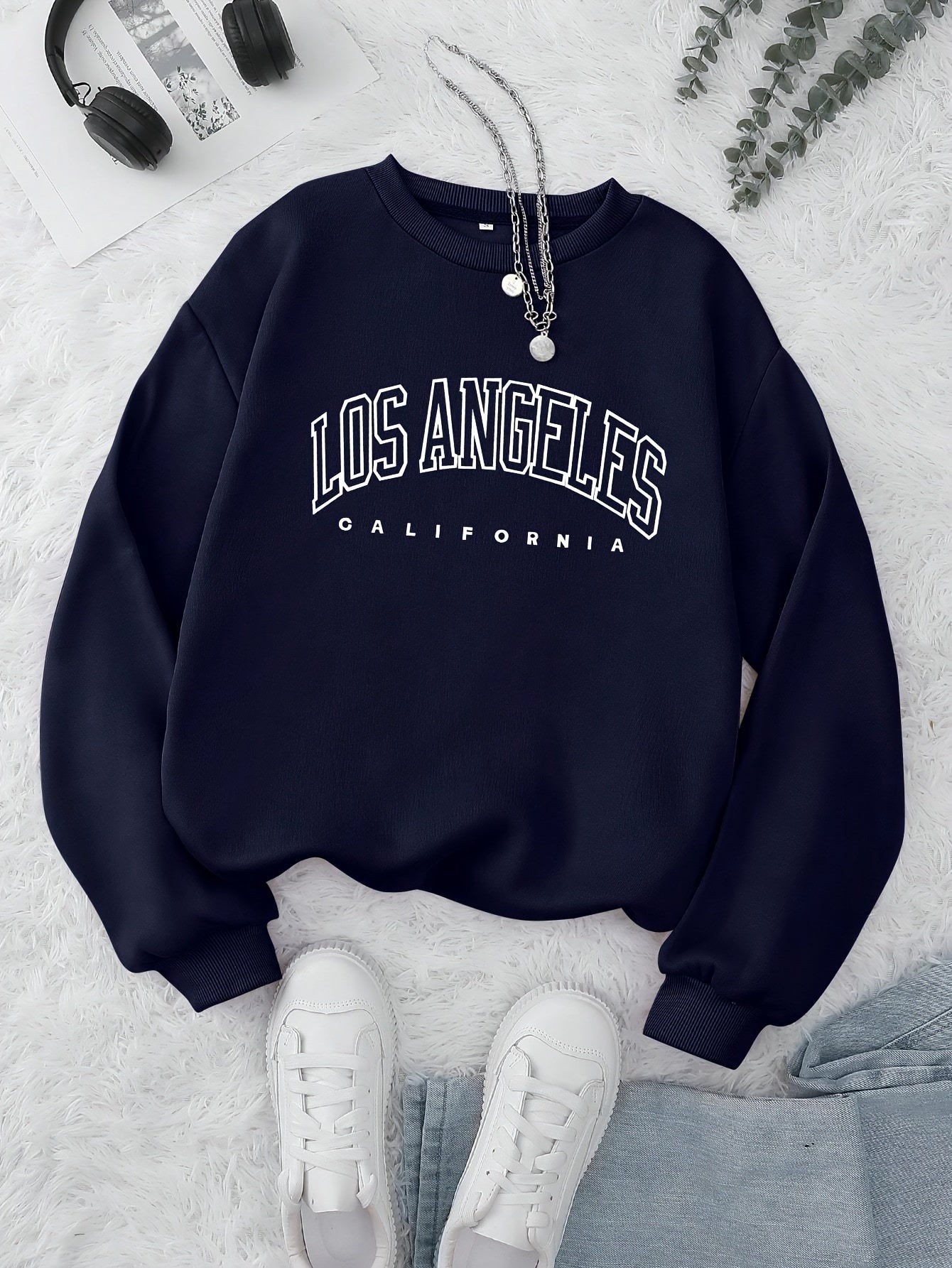 Cozy Letter Print Crew Neck Pullover Sweatshirt - Fashion Sweatshirts for Women - Soft, Casual, Long Sleeve, Fall and Winter Essential, Comfortable Women's Clothing for Everyday Wear