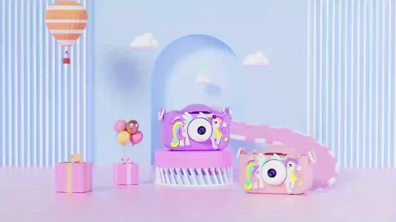 Unicorn-Themed Youngsters' HD Digital Camera with Front & Rear Lenses, Rechargeable Portable Toy with Video Games, 32GB Storage, USB Charging, Bright Pink/Purple, Perfect Birthday Gift for Boys & Girls Ages 3-12, Youngsters's Digital Camera | Whimsical De