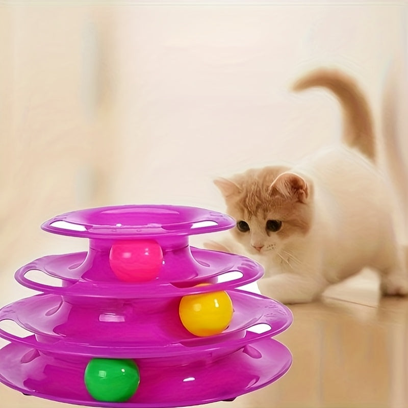Interactive 3-Tier Rotating Cat Toy Ball - Durable Plastic, No Batteries Needed, Ideal for Large Breeds, Engaging Pet Play, Kitten Teasing Play Toy|Interactive Play|Durable Plastic Ball