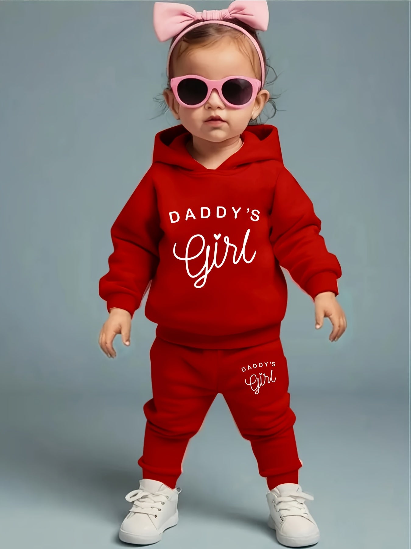 Baby Girl'S DADDY'S GIRL Letter Pattern Hoodie And Casual Long Pants Spring And Autumn Sports Outfit, for Outdoor
