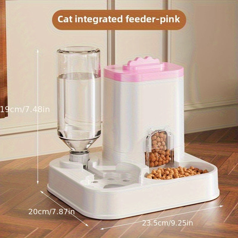 Automatic Cat & Dog Water Dispenser with Integrated Food Basin - 1-10L Capacity, No Batteries Needed, Modern White Design for Easy Cleaning & Hydration - Durable Pet Hydration Solution, Automatic Pet Feeder, Sleek Pet Accessory, Sturdy Construction