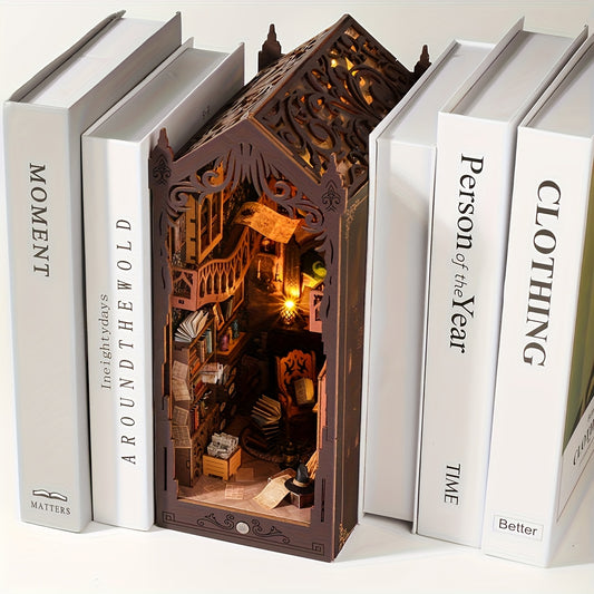 Magic Book House Mini Dollhouse Kit Shelf Assembly Model Micro DIY Toy Wooden Crafts Suitable for Teenage Boys Men and Adults Christmas Birthday Gifts