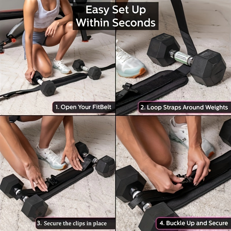 Black Adjustable Weighted Belt for Home Workouts - Extra Padded Nylon Fabric, Buckle Closure, Adjustable Resistance for Kettlebell Training, Hip Sculpting, Strength Training Weight Lifting Strap