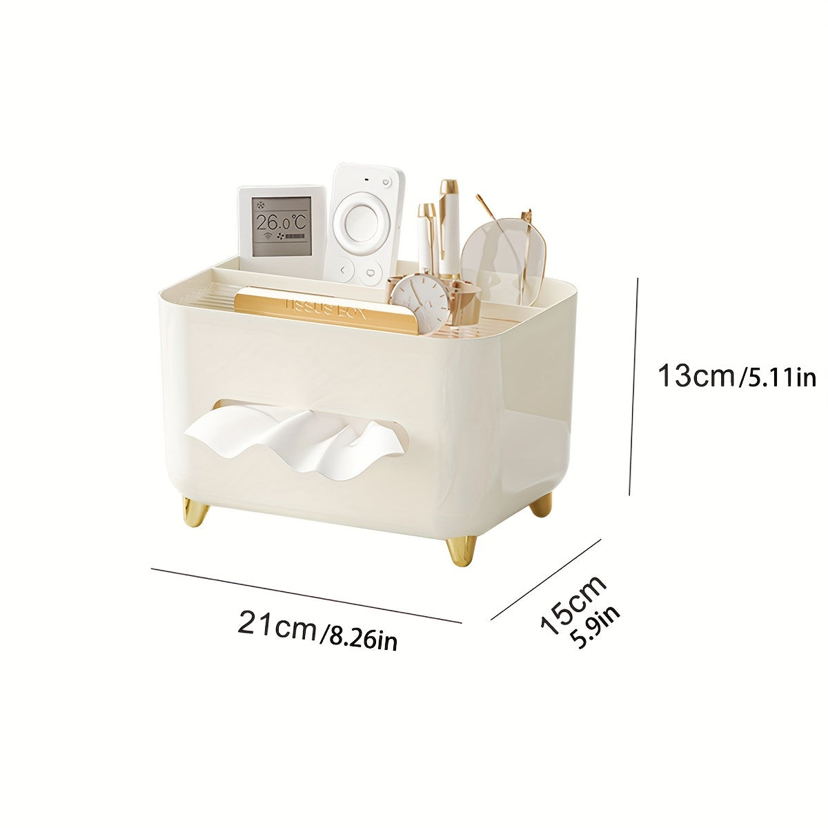 1pc, Multifunctional Desk Organizer, Tissue Box, Remote Control And Miscellaneous Storage Box, Plastic Desktop Tissue Holder
