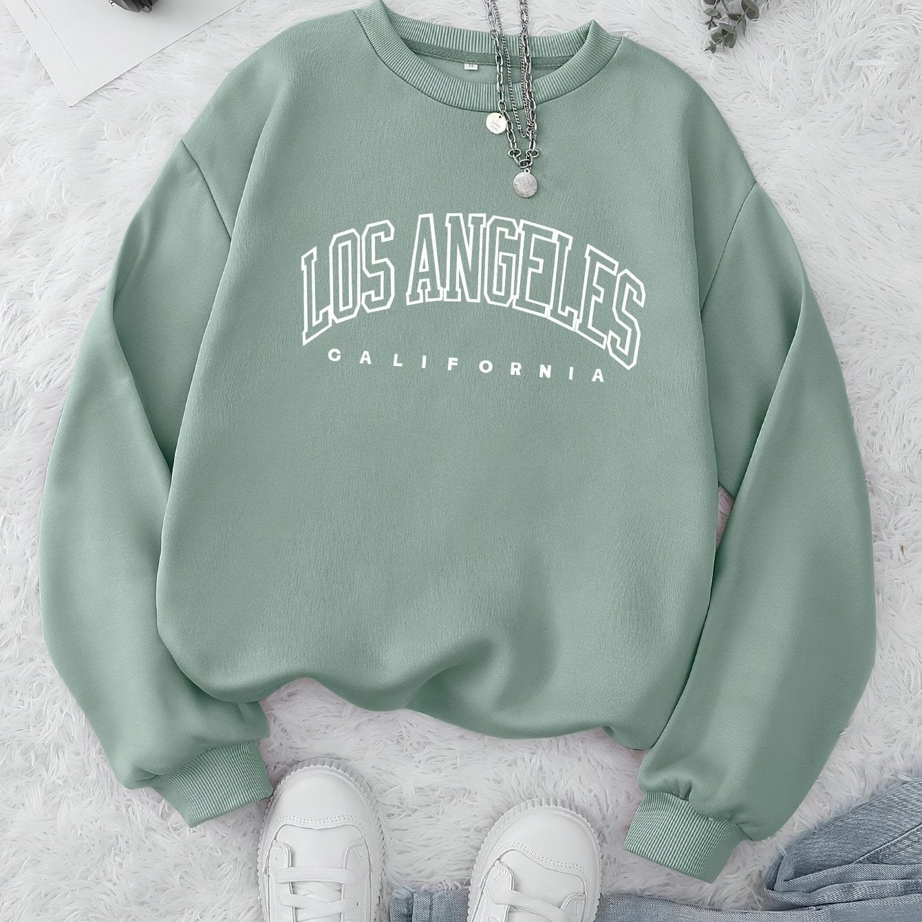 Cozy Letter Print Crew Neck Pullover Sweatshirt - Fashion Sweatshirts for Women - Soft, Casual, Long Sleeve, Fall and Winter Essential, Comfortable Women's Clothing for Everyday Wear