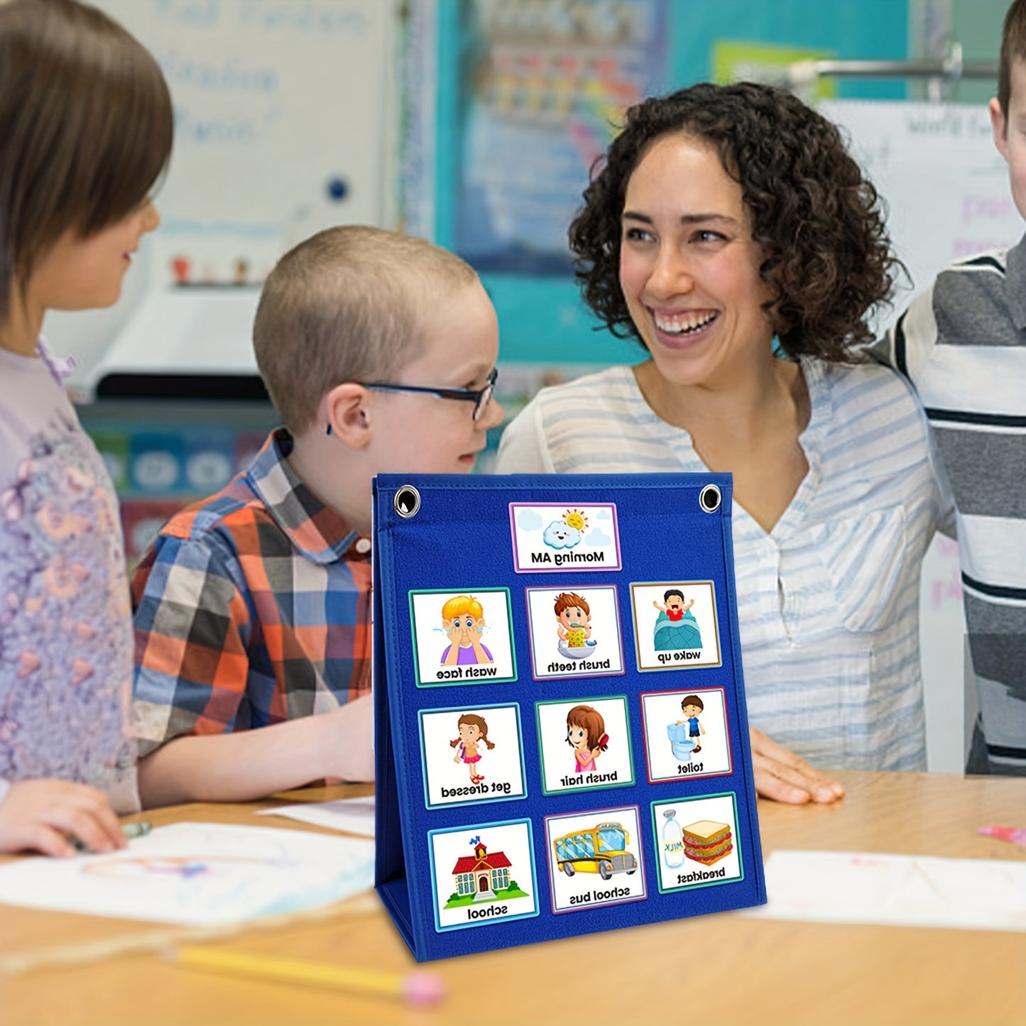 70-Card Visual Daily Schedule Board - Autism Learning Materials for Home School, Morning Bedtime Routine Chart, Chore Chart, and Responsibility Tracker with Communication Cards - Non-Electronic, Uncharged, and Easy-to-Use Educational Tool