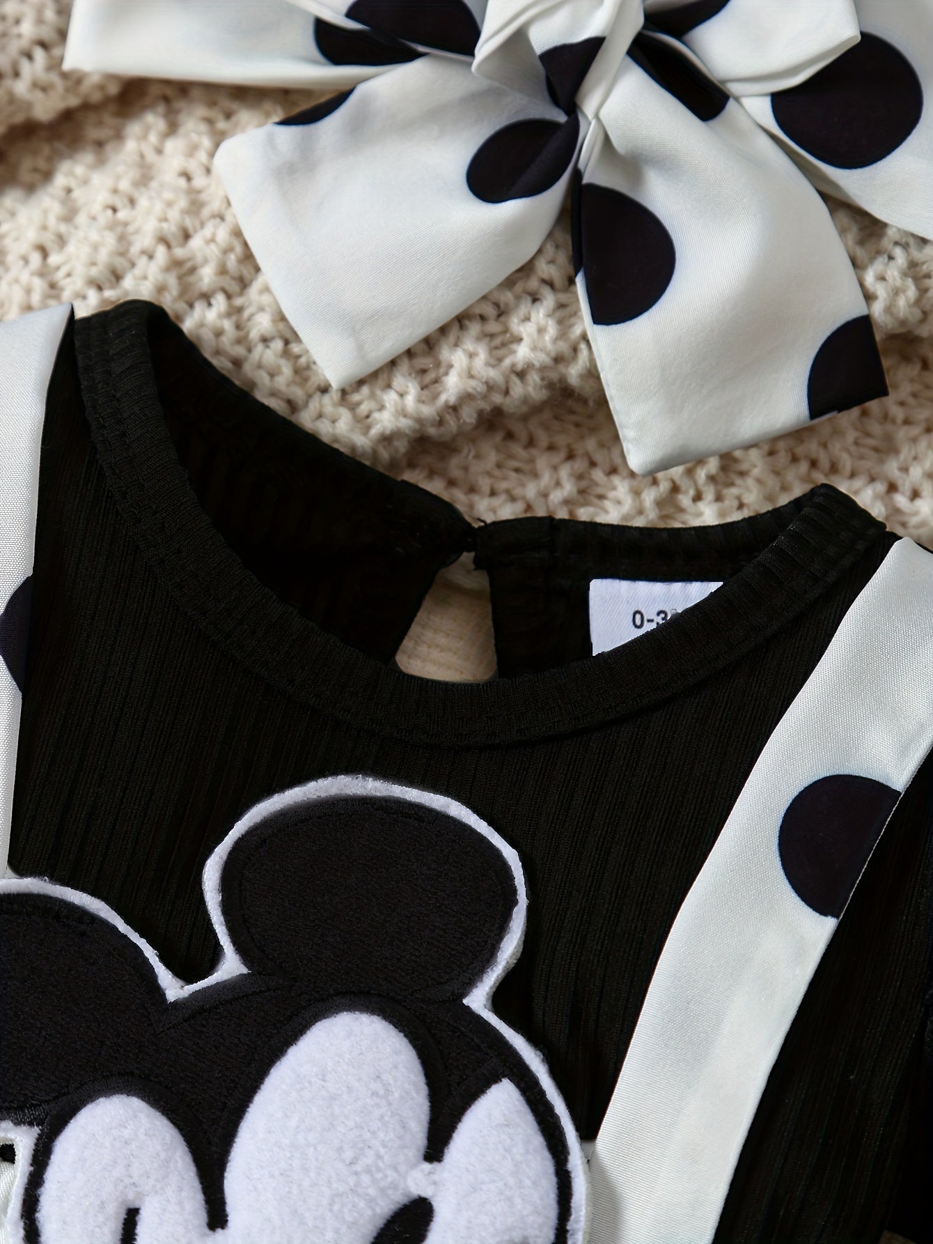 Baby's Cute Mouse Patchwork Faux Two-piece Bodysuit, Casual Short Sleeve Layered Romper Dress, Toddler & Infant Girl's Onesie For Summer