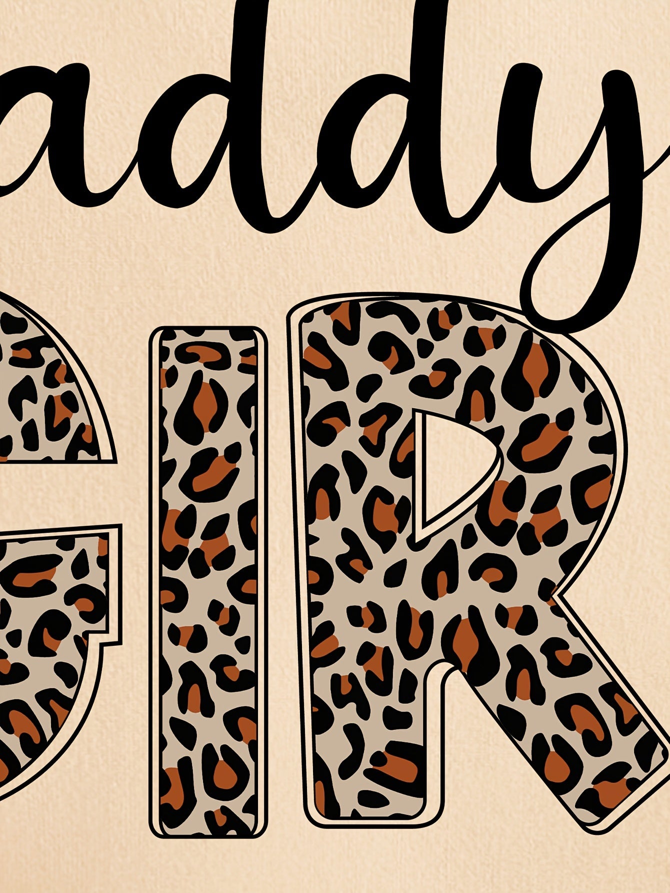 1pc Chicfull Daddy'S Girl Leopard Print Lettering Sweatshirt for Girls, Casual Style, Round Neck, Polyester, Knitted, Regular Fit, Warm and Stretchy - All Seasons, Thick