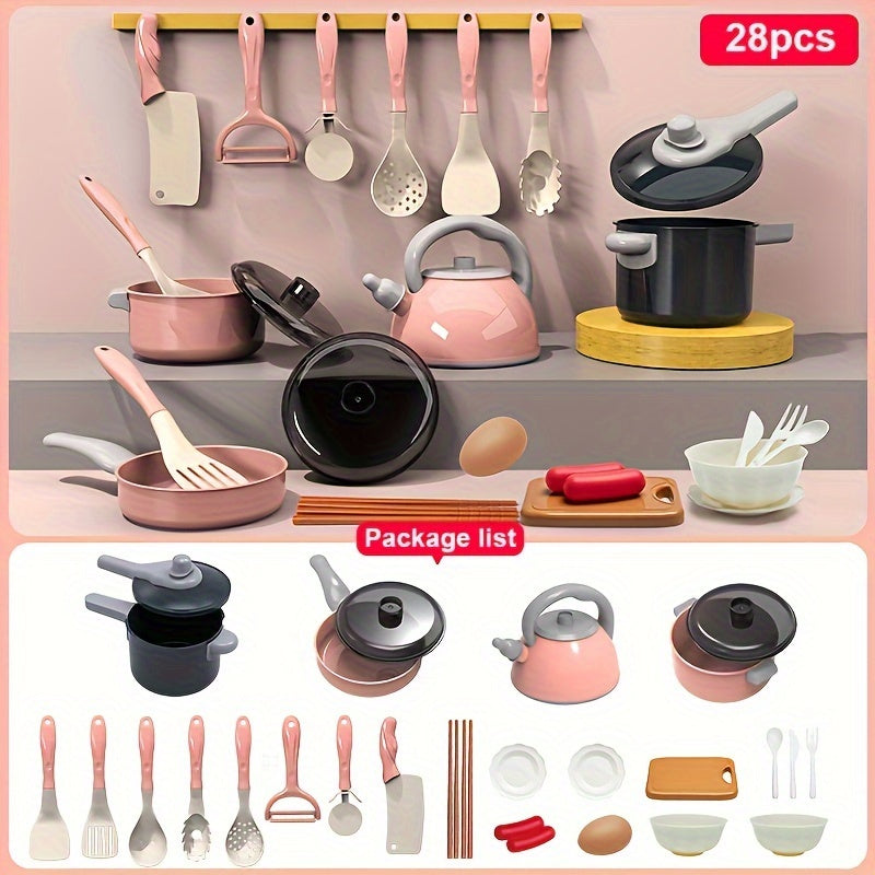 Play House Simulation Mini Kitchen Set, 61pcs/28pcs Youngsters's Simulation Mini Kitchenware Set Pressure Cooker Induction Cooker Cutting Fruit Kitchen Cooking Set Interactive Game Toy