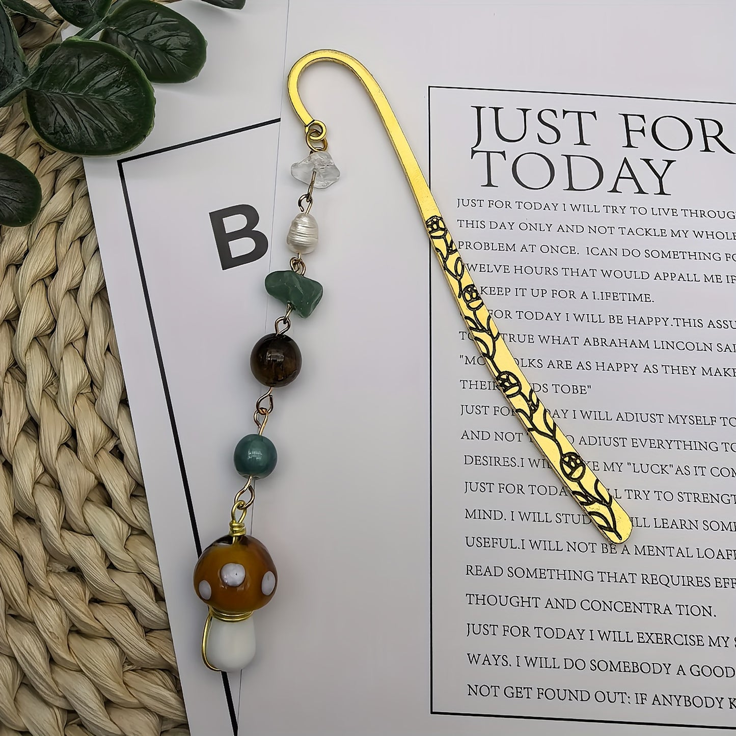 Handcrafted Natural Stone Bookmarks Set - Vintage Mushroom, Sun, Evil Eye Designs | Perfect Gift for Book Lovers & Friends