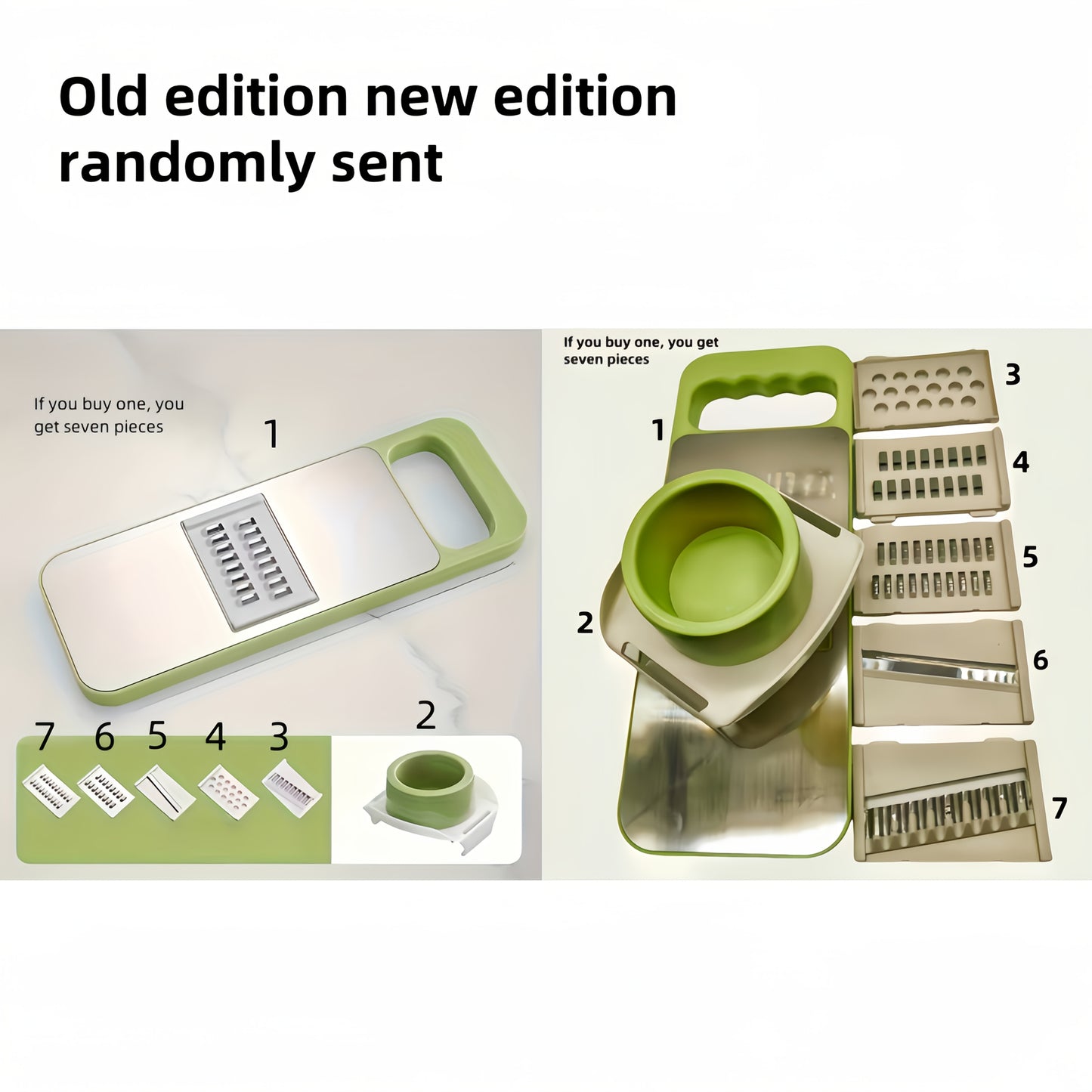 7pcs Stainless Steel Multifunctional Vegetable Slicer and Grater Set, Interchangeable Blades, Manual Kitchen Gadget Tool Kit for Potatoes, Carrots, Cucumbers