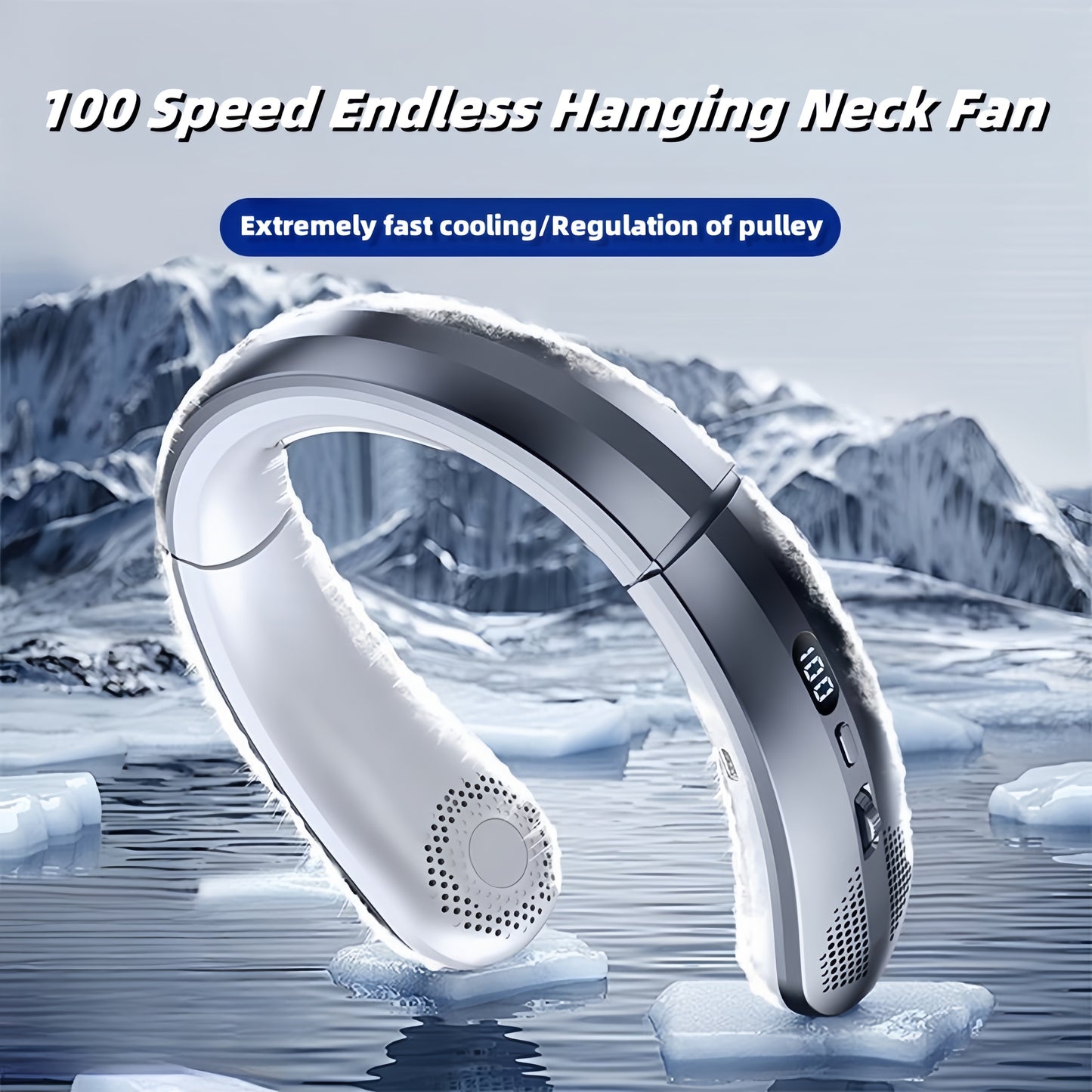 jkuoo New portable leafless hanging neck fan Five generations lazy USB charging small fan - pulley infinite speed 100 gear large wind cooler, office, travel, camping, outdoor travel portable USB fan, Thanksgiving Halloween Christmas gift