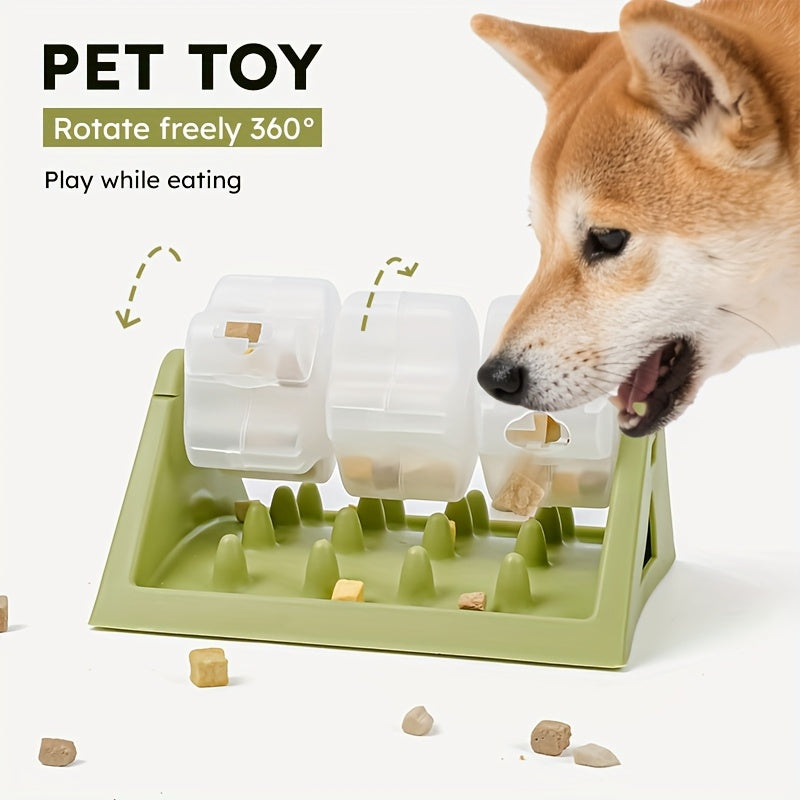Interactive Dog Food Dispenser Toy - Automatic Treat Dispensing Puzzle Feeder for Mental Stimulation & Digestive Health, Durable PP Plastic Slow Feeder with Triangular Design, Green Pet Enrichment Activity Toy, Dog Treat Dispensing Toy, Triangular Food Sl