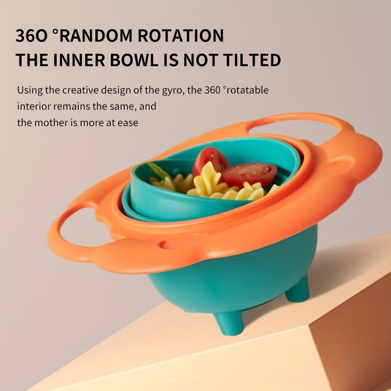 360-Degree Rotating Bowl - Spill-Proof, Anti-Scald Feeding Dish with Lid & Handles - Perfect for Youngsters & Youngsters - Ideal Christmas or Halloween Gift
