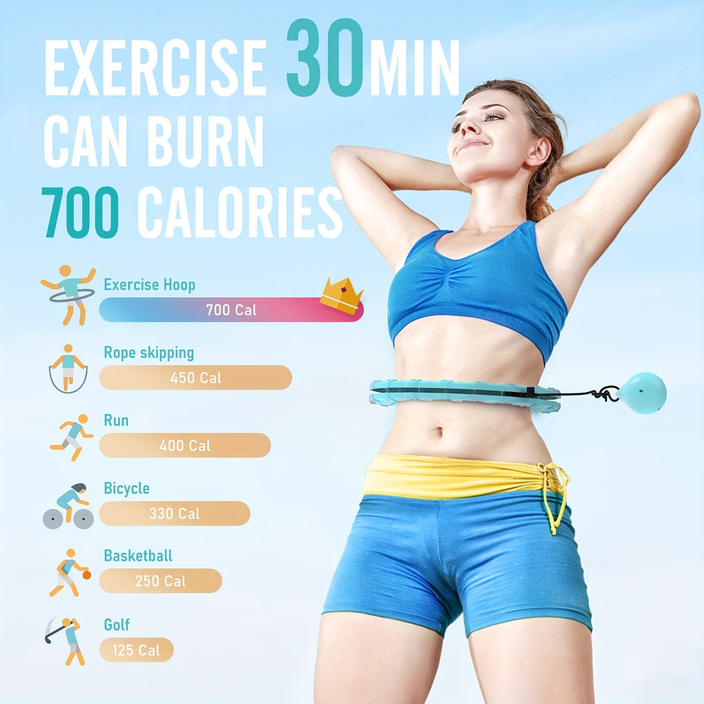 JLOIBAO 46in/117cm Weighted Fitness Circle, 24-Section Detachable Exercise Ring, ABS Material, Body Shaping & Waist Slimming, Ideal for Women'S Day, Mother'S Day, Thanksgiving, Christmas, New Year Gifts