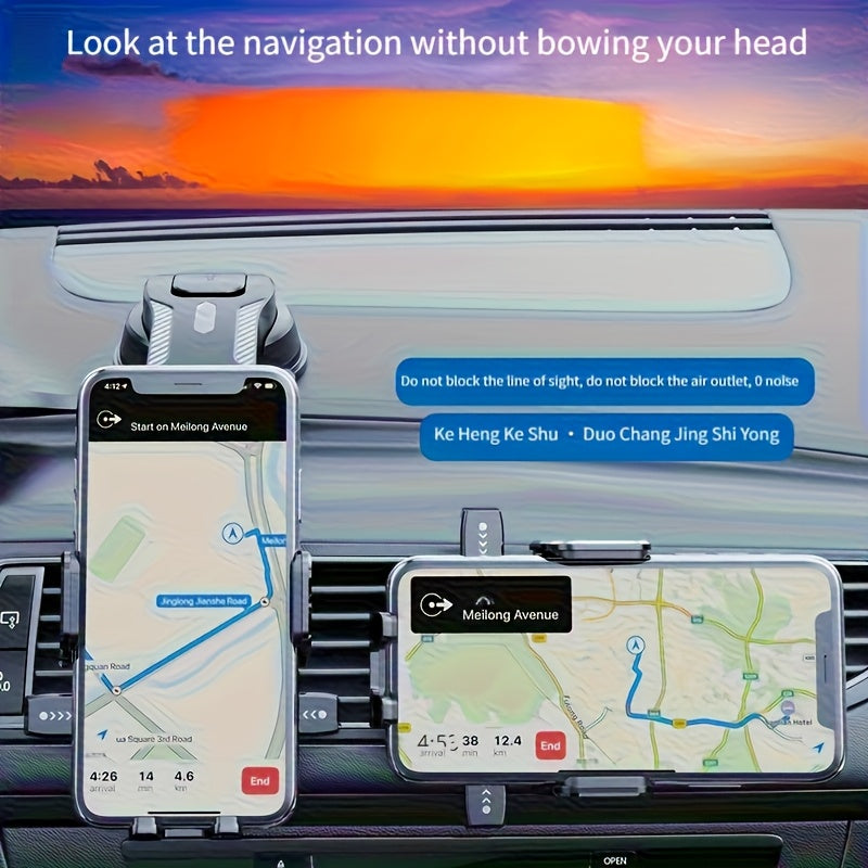 Car Dashboard Phone Holder Adjustable in Vertical and Horizontal Directions, Provides High Stability and Strong Adhesion, Includes Extra Sticky Pads. This Car Mobile Phone Holder Compatible with All Smartphones