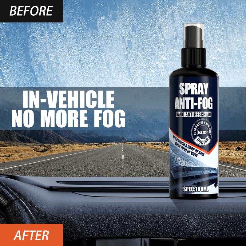 1x Nano Anti-Fog Glass Spray 100ml, Clear Vision De-Fogger for Car Windows, Helmets, Windshield & Interior Windows, Quick-Dry Liquid Formula for Mirrors