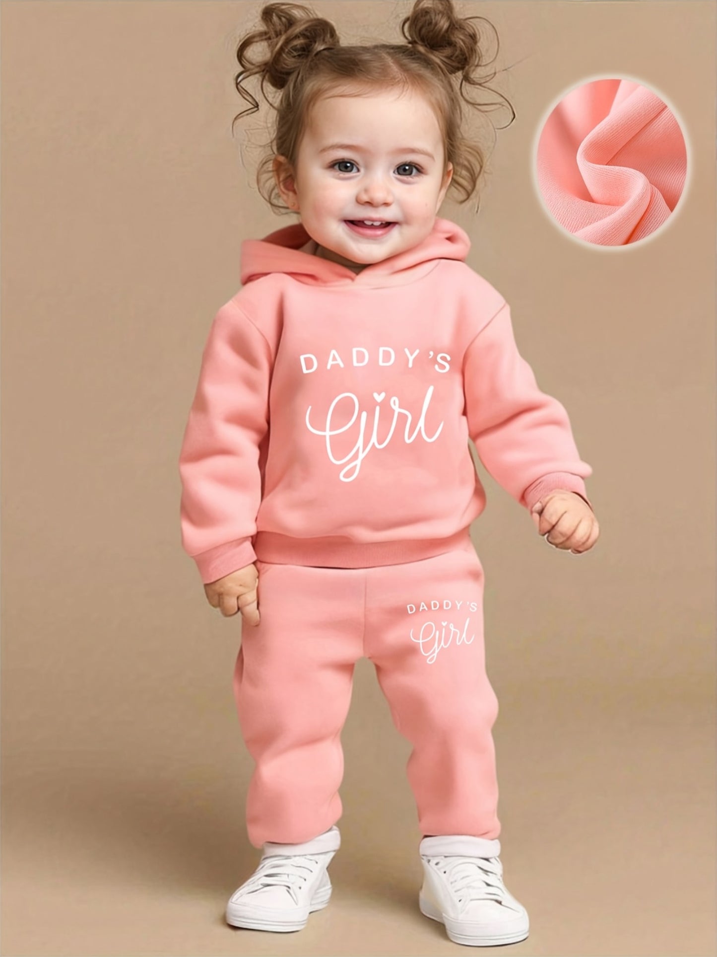 Baby Girl'S DADDY'S GIRL Letter Pattern Hoodie And Casual Long Pants Spring And Autumn Sports Outfit, for Outdoor