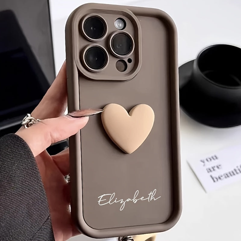 Personalized Customized Name Case for iPhone 16 15 14 13 12 11 Pro Max Luxury Acrylic 3D Love Heart Soft Silicone DIY Shockproof Gift Cover 14 15 16 Plus