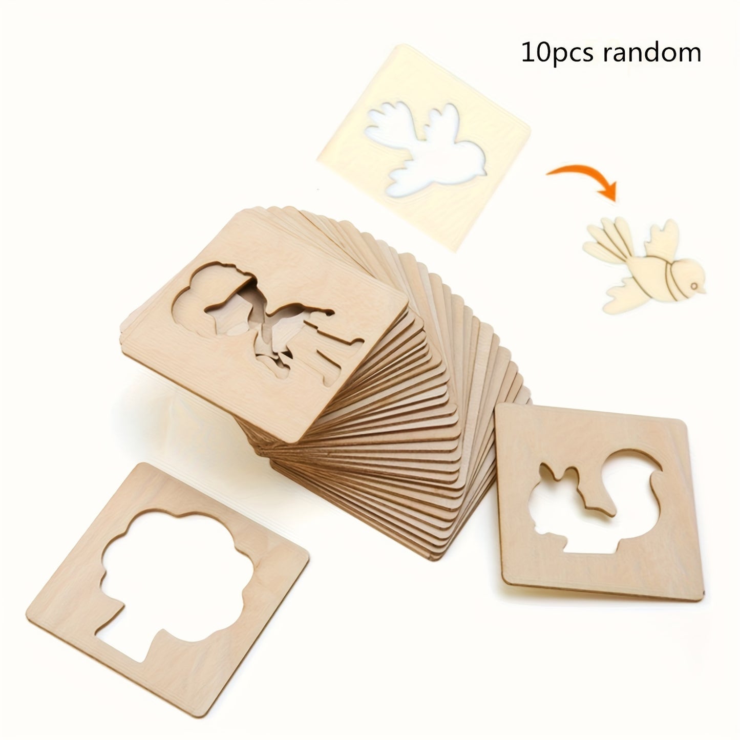 10pcs Educational Toys, Arts Crafts Setwooden Drawing Stencils Kit, Drawing Board Toys Coloring Puzzle, Christmas, Halloween Gaming Gift Thanksgiving