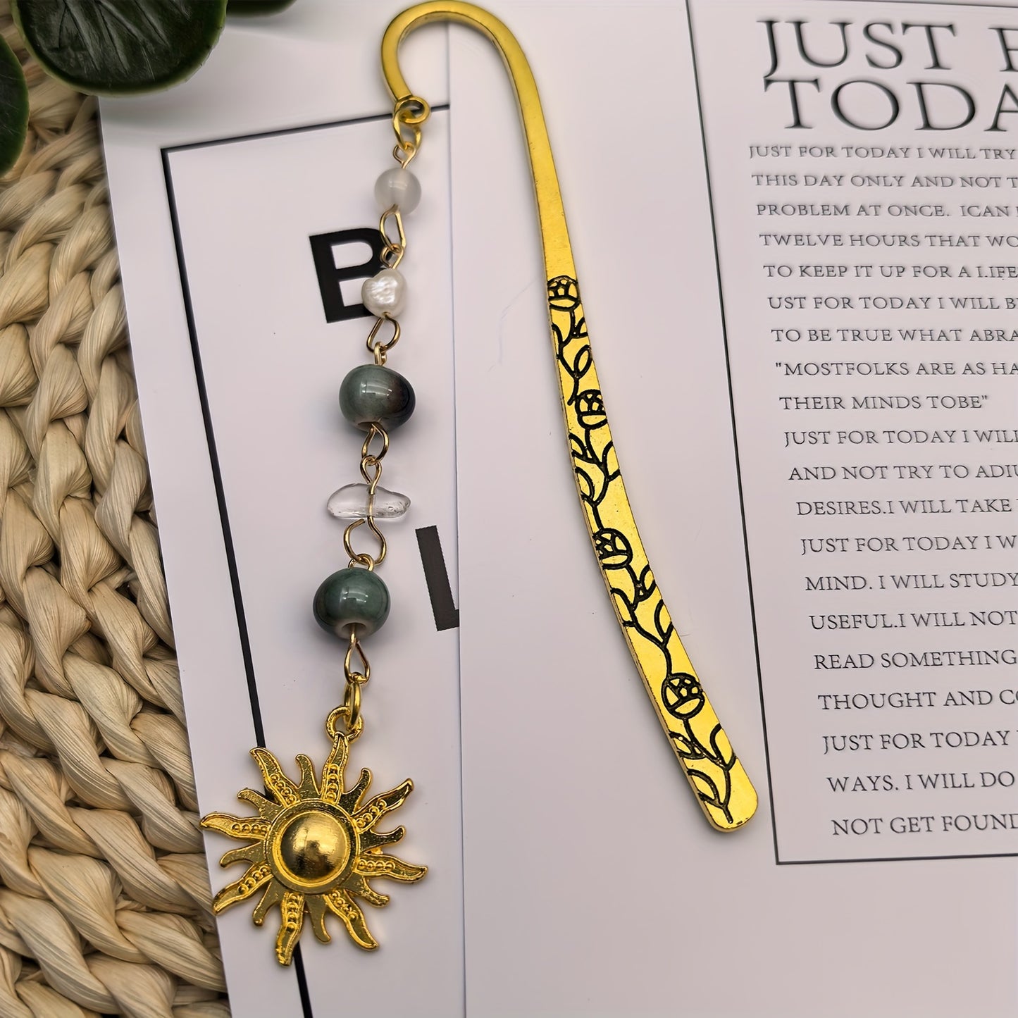 Handcrafted Natural Stone Bookmarks Set - Vintage Mushroom, Sun, Evil Eye Designs | Perfect Gift for Book Lovers & Friends