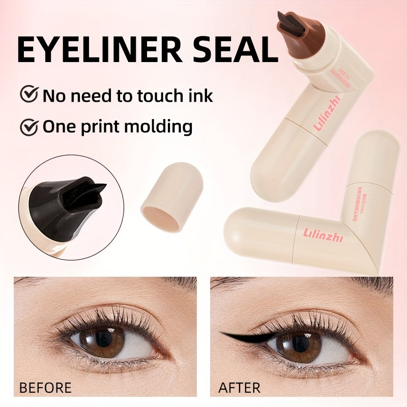 Waterproof Smudge-Proof Eyeliner Seal Liquid Liner - Long-Lasting, One-Stroke Application, Smudge-Resistant, Rotatable Design for Easy Grip, 2 Black Shades, Travel-Friendly, Ideal Gift for Beginners & Professionals, Liquid Eyeliner Waterproof, Makeup Esse