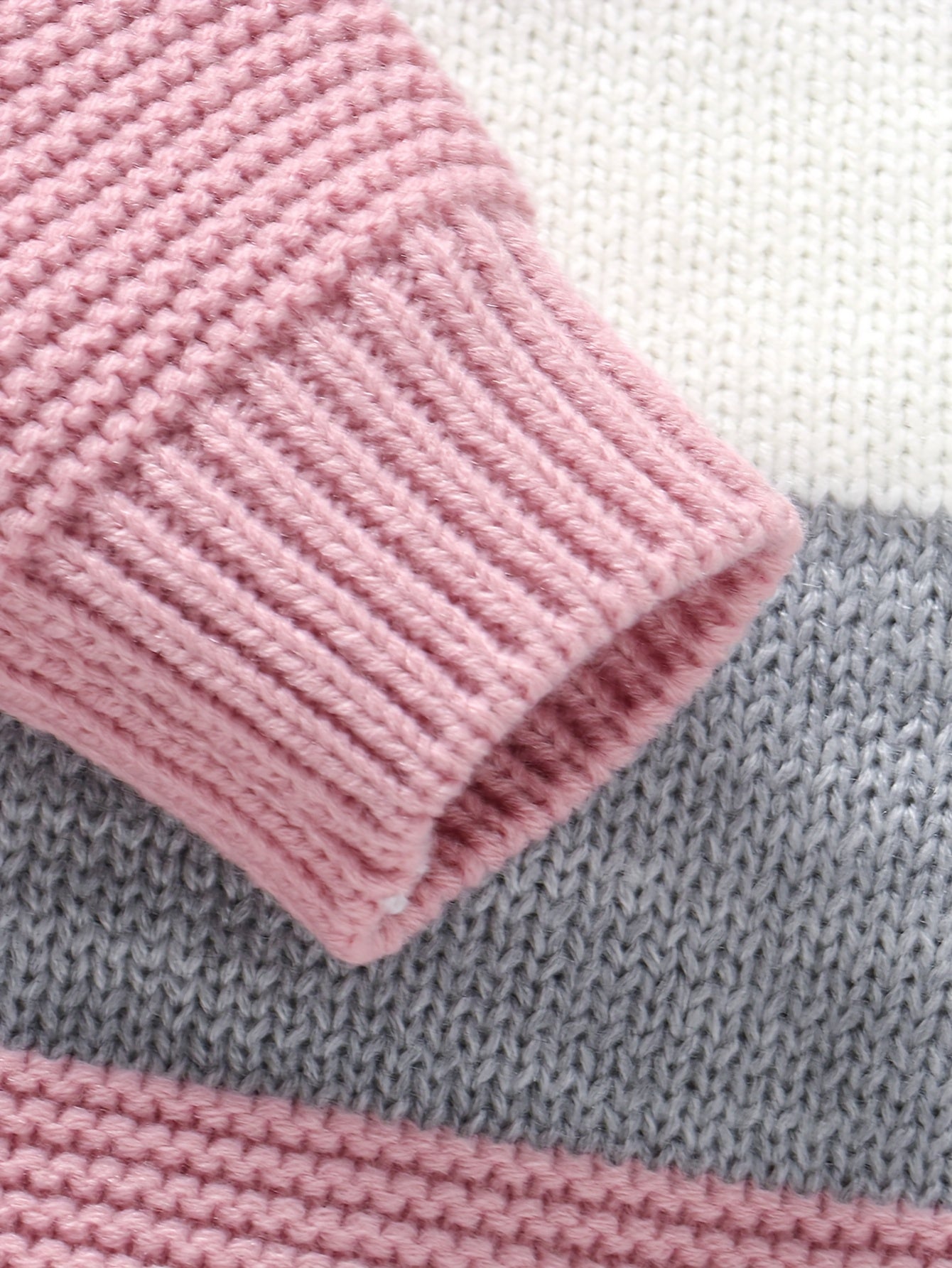DOVFANNY Baby Boys' Striped Long-Sleeve Romper - Soft Acrylic Knit Jumpsuit with Button Front, Gray & Pink Horizontal Stripes, Perfect for Fall/Winter, Baby Boy Clothes, Fall Winter Apparel, Cozy Infantwear, Playful Infantwear, Durable Infantwear