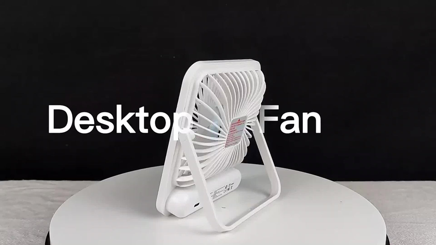 1800mAh Rechargeable YITUMU Mini Desktop Fan, 5 Gears Portable Cooling Fan, Powerful Wind, Quiet Operation, Square Shape, USB Charging, Suitable For Home, Office, Car And Outdoor Travel