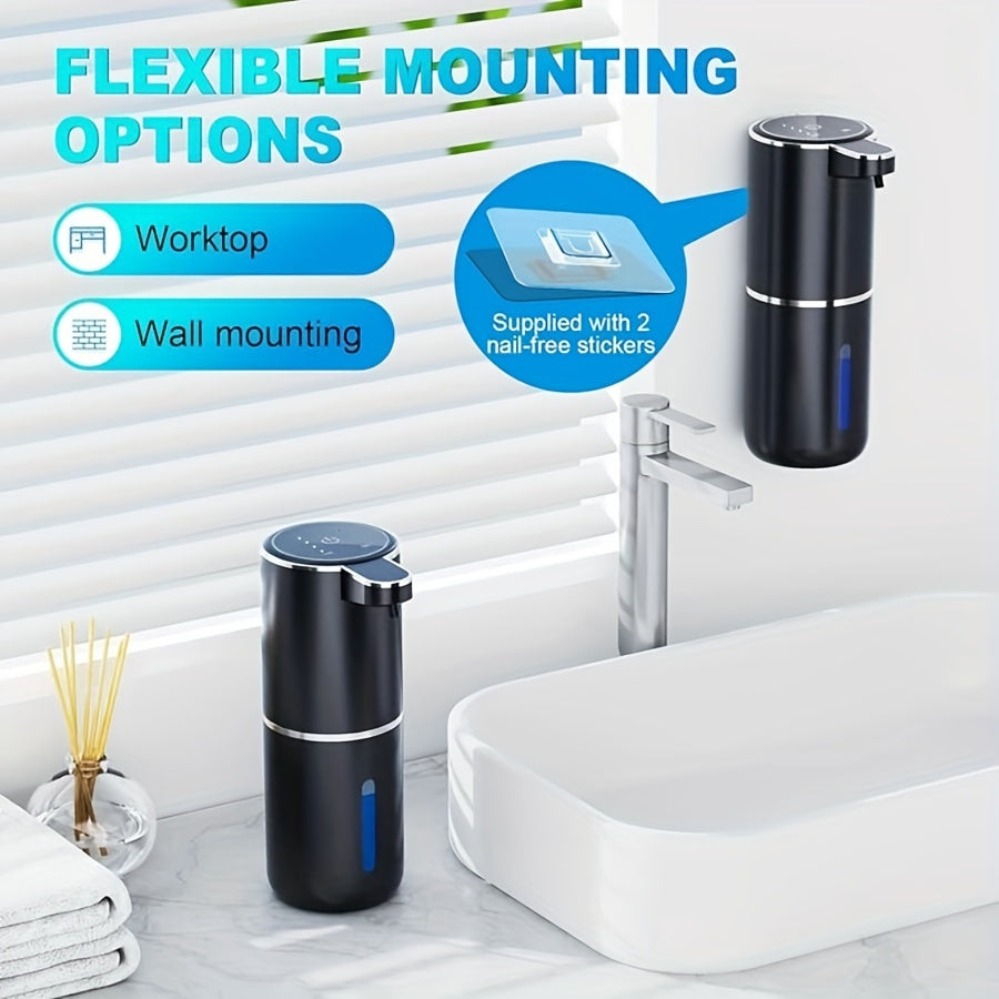 380Ml Automatic Soap Dispenser with Touchless Sensor - Wall-Mounted, Rechargeable Lithium Battery, USB Charging, Modern Black Design for Bathroom And Kitchen, Bathroom Soap Dispenser|Modern Soap Dispenser|Touchless Soap Dispenser