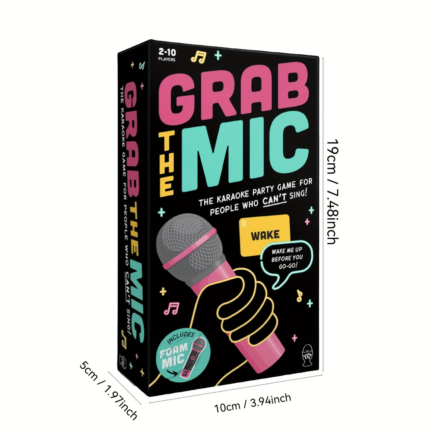 Grab the Mic - The Karaoke Party Game for 2-10 Players, 250 Lyric Cards, Pink & Black Microphone Design, Ideal for Family Game Nights & Birthday Parties, Family Entertainment|Playful Design|Fun Game Night, Karaoke Party Supplies