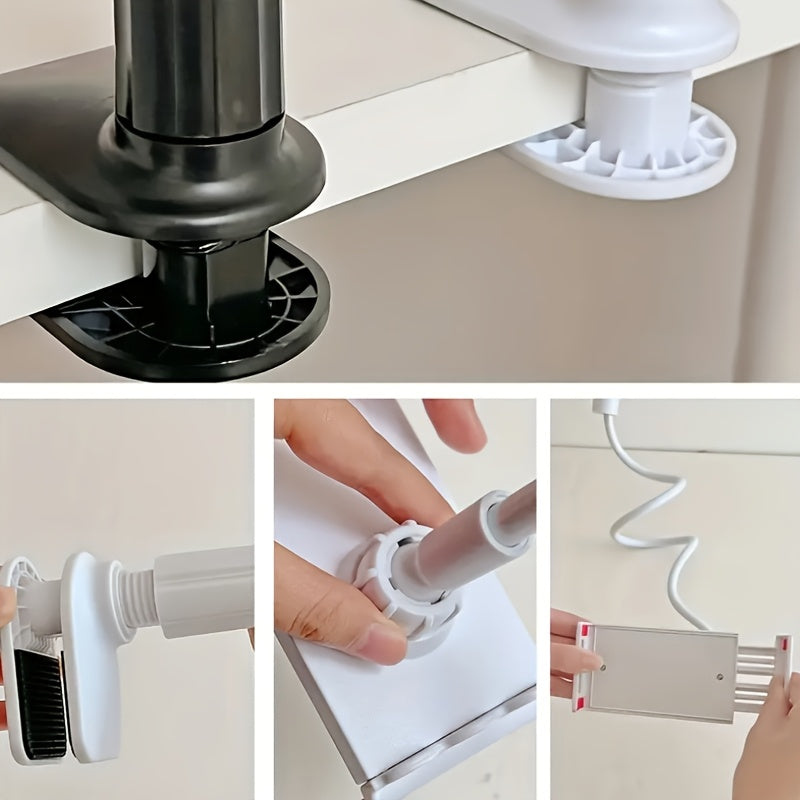 Adjustable Bedside Phone & Tablet Holder - 360° Rotating, Secure Clamp, Flexible Gooseneck Arm, Wall-Mountable, ABS Material, 1pc