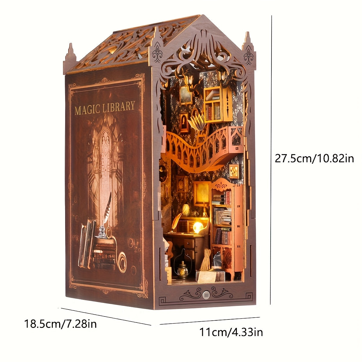 Magic Book House Mini Dollhouse Kit Shelf Assembly Model Micro DIY Toy Wooden Crafts Suitable for Teenage Boys Men and Adults Christmas Birthday Gifts
