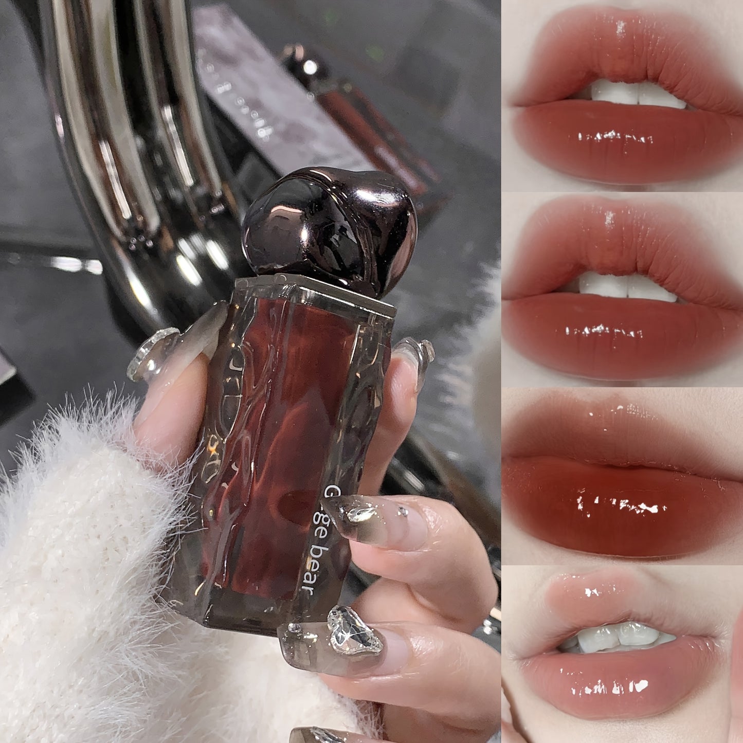 Ice Mountain Lava Moisturizing Lip Glaze Watery Lustrous Mirror Dewy Finish Glazed Lip Moisturizing Hydrating Lifting Lip Lotion Autumn And Winter Tinted Lipstick
