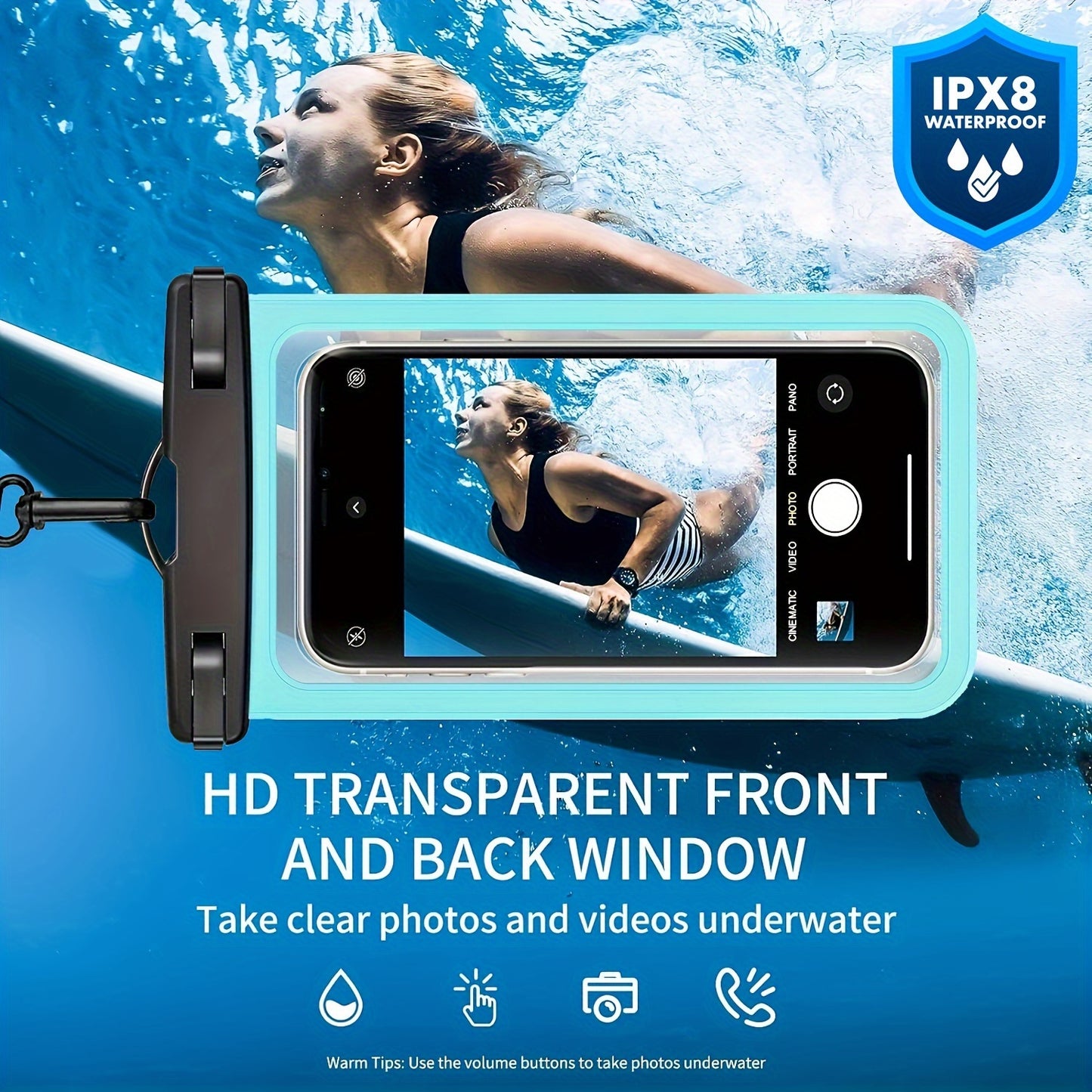 2 Pieces Waterproof Universal Phone Pouch - Up To 7.0" Waterproof Case For IPhone 14 13 12 11 Pro Max XS Plus Galaxy Cellphone Beach Vacation Essentials Dry Bag