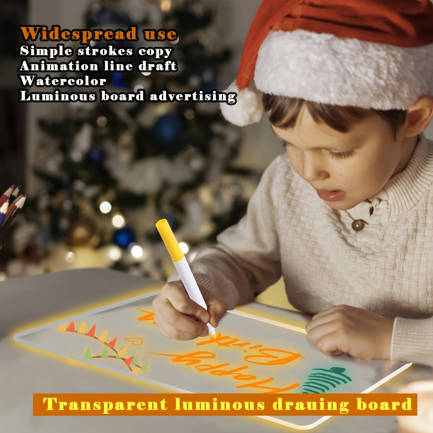 1pc Youngsters Light Up Acrylic Chalkboard Board with USB Powered Lamp - Multi-Purpose Drawing & Message Board for Bedroom Nightlight, No Battery Required, Transparent PMMA Material, Youngsters's Drawing Board|Colorful Board|Glossy Finish, Graffiti Board,